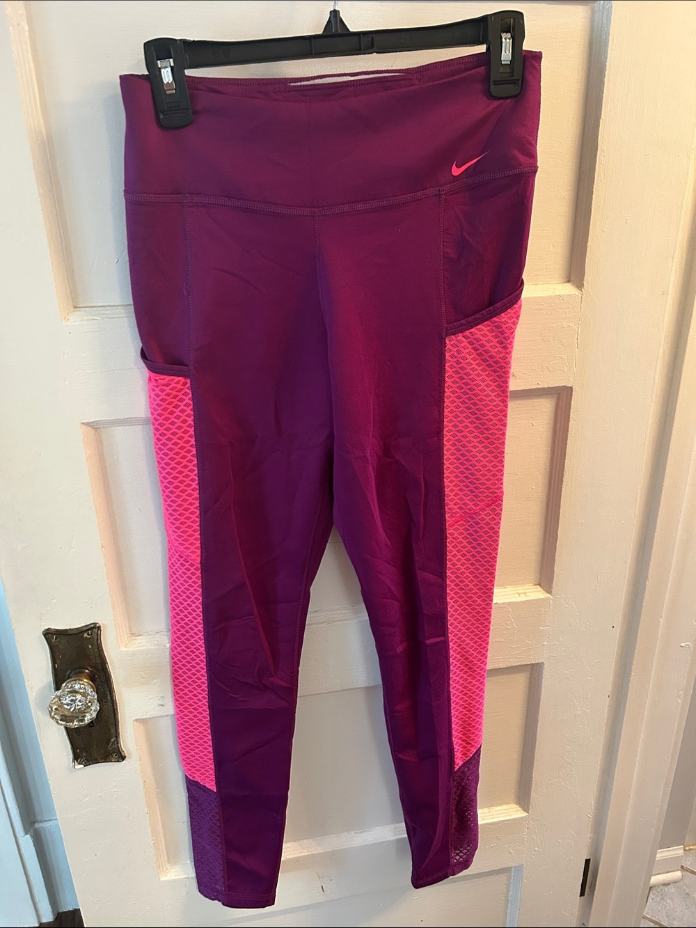 Nike Purple Leggings with Bright Pink Side Panels